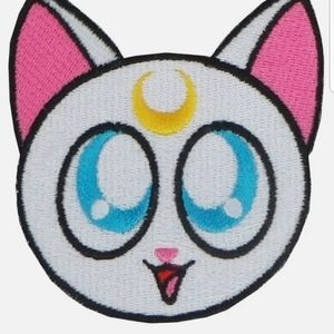 Sailor moon cat patch Iron on White 2-1/2" wide by 2-7/8" tall